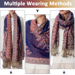 PALAY Scarf for Women with Tassels and Jacquard Print 200x70 cm Satin Wrap | Elegant Shawl