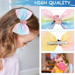 PALAY® 6 Pcs Hair Bows for Kids Girls Rainbow Bow Hair Clips for Girls Unicorn Mermaid Barrettes Hair Accessories for Girl Teens