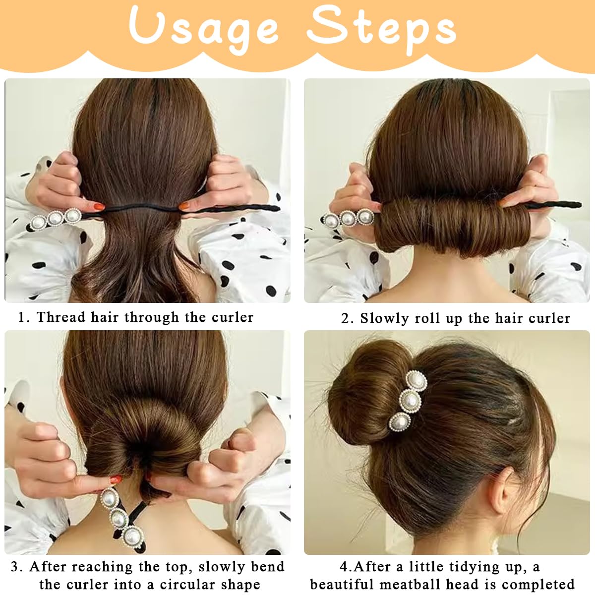 PALAY Hair Bun Maker for Elegant Hairstyles with Hidden Wire and Pearl Closure | 4pcs Set