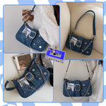 PALAY Shoulder Bag for Girls featuring 23x7x13cm compact design with chain strap and zipper closure | Blue Canvas Handbag