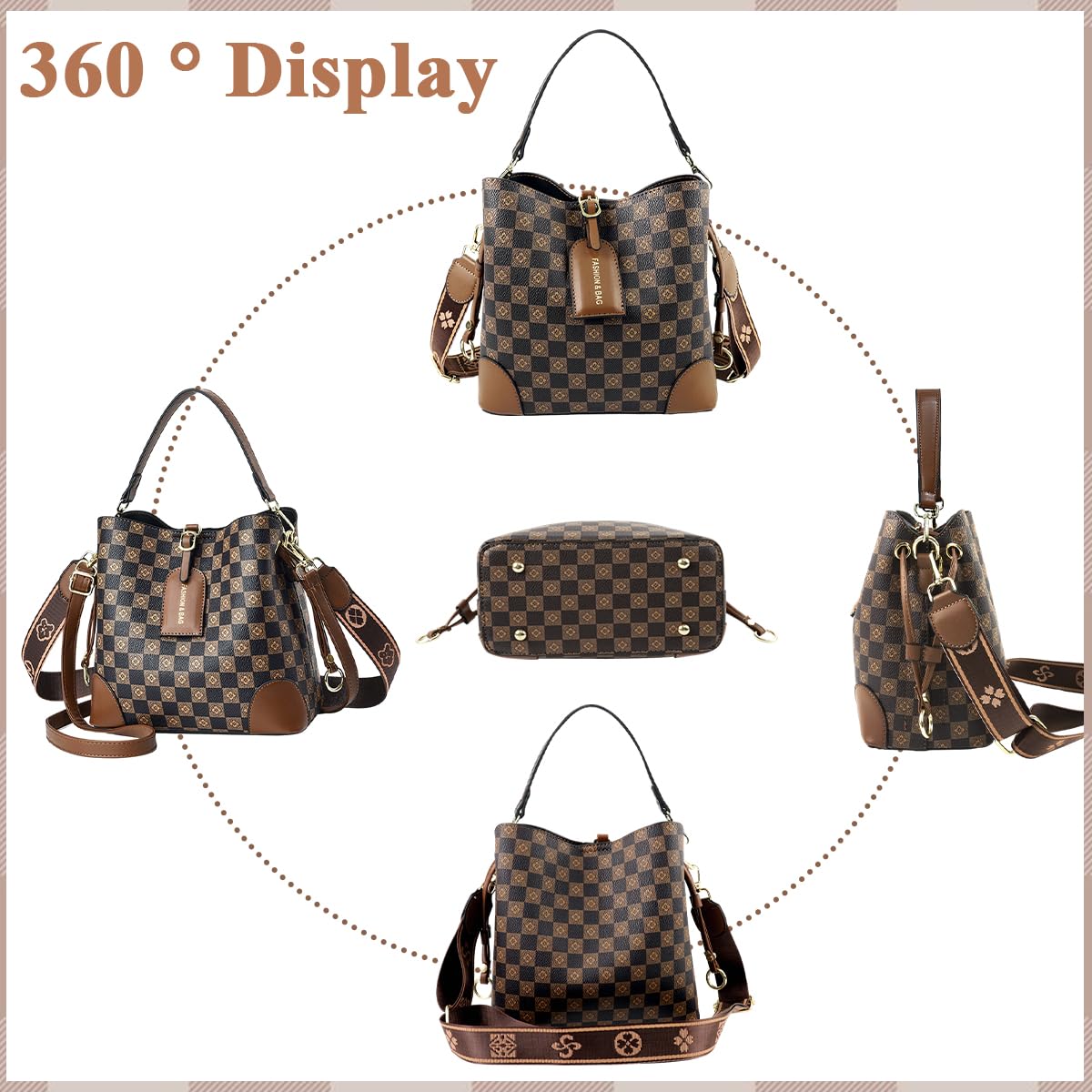 PALAY Crossbody Bucket Bag for Women with Two Adjustable Straps and PU Leather Design