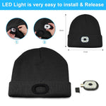PALAY® Winter Cap for Men Women Illuminated Beanie Cap with Forehead Lamp USB Rechargeable