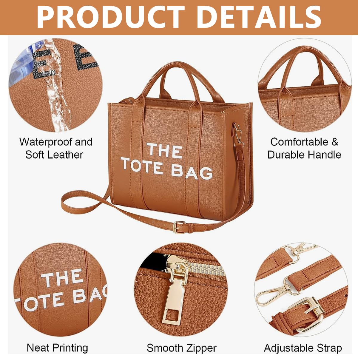 PALAY Tote Bag for Women with Detachable Shoulder Strap 27.5×10.5×22cm PU Leather | Everyday Use
