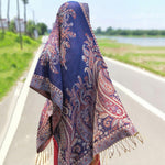 PALAY Scarf for Women with Tassels and Jacquard Print 200x70 cm Satin Wrap | Elegant Shawl