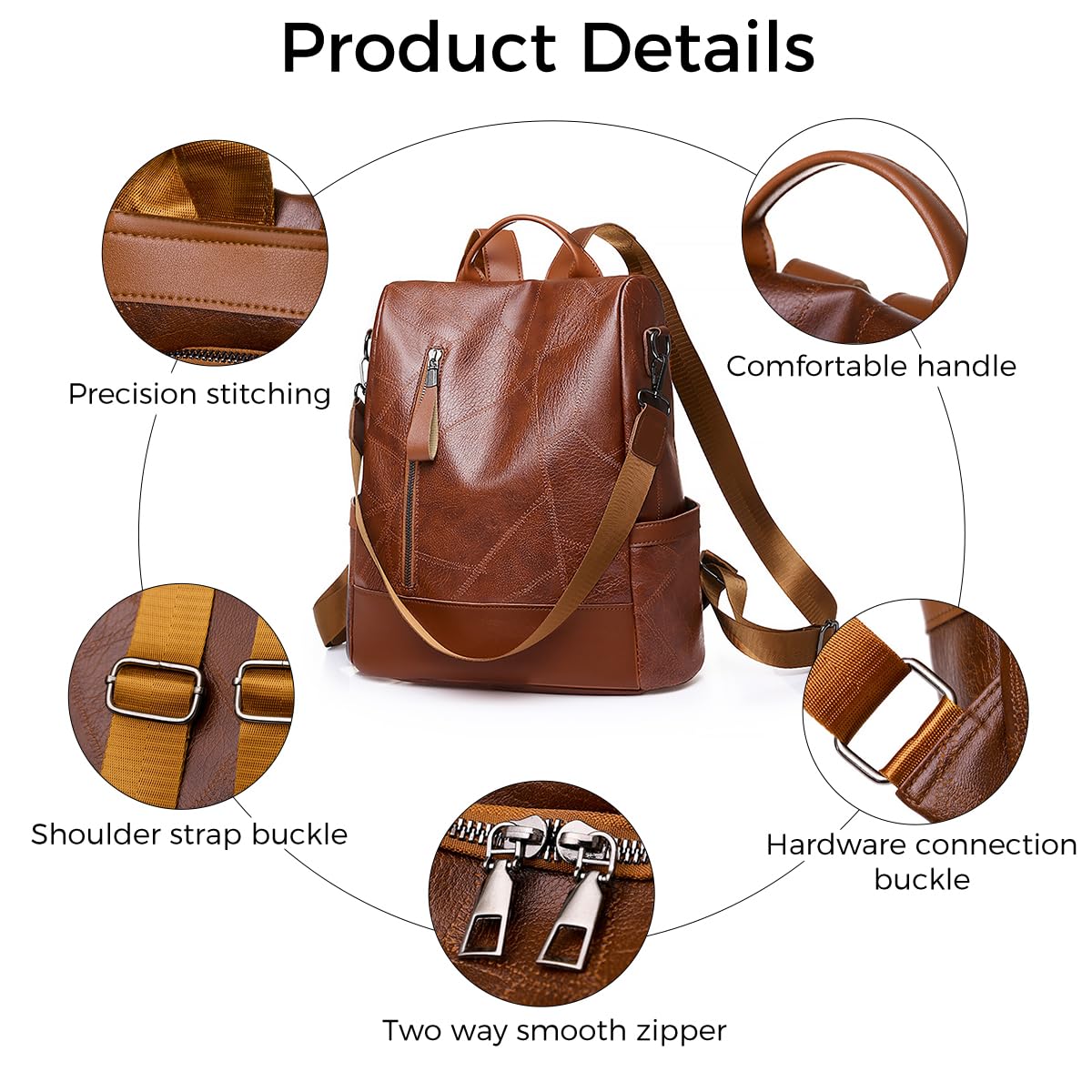 PALAY Fashion Backpacks for Women with Back Zipper Safety Access 34x32x14cm PU Design