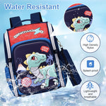 PALAY Dinosaur Cartoon School Backpack for Students 27x17x39cm with Dual Zippers and Padded Straps | Blue Bag for Girls 6-12 Years