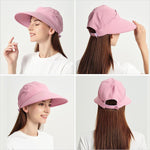 PALAY® Sun Hat Women 2 in 1 Wide Brim Sport Beach Caps for Women Summer UV Protection Cap with Detachable Top for Outdoor Fishing Baseball, Pink