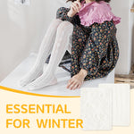 PALAY Lace Pantyhose for Kids Girls featuring Floral and Heart Patterns 2 Pcs White Stockings
