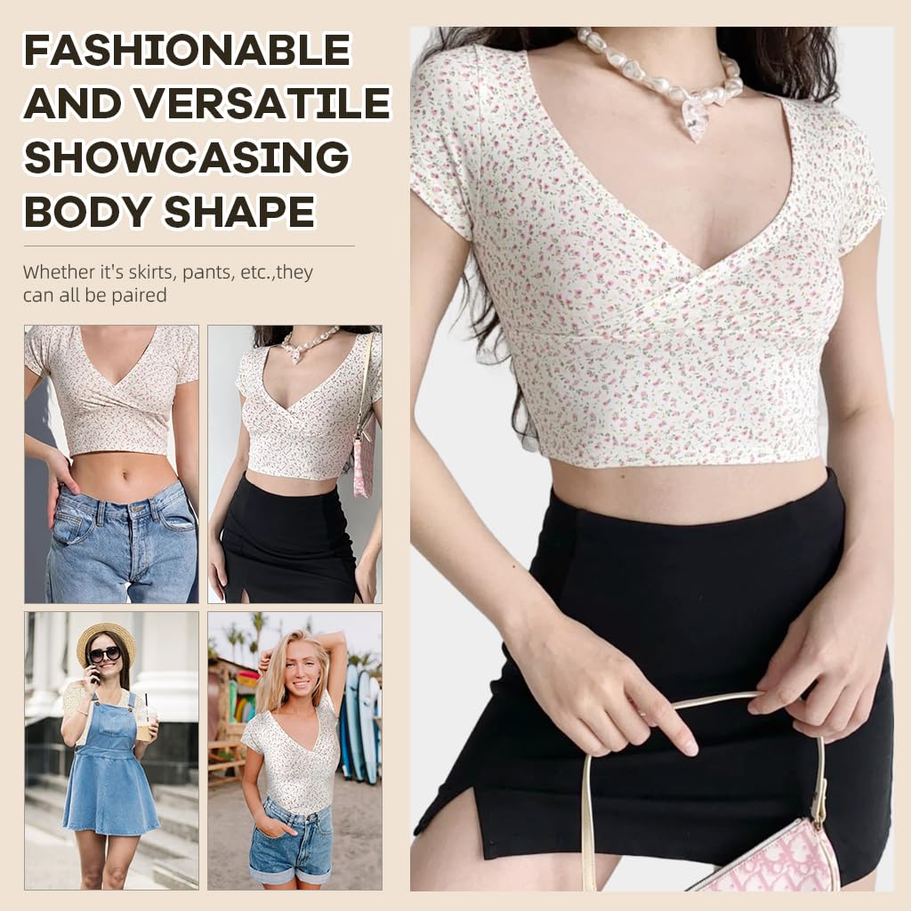 PALAY Women V Neck Floral Shirt for Summer Outings featuring Slim Fit and Dacron Fabric