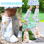 PALAY Rain Shoe Covers for Kids with Elastic Collar and Cartoon Style | 3 Pairs 28 cm Fit