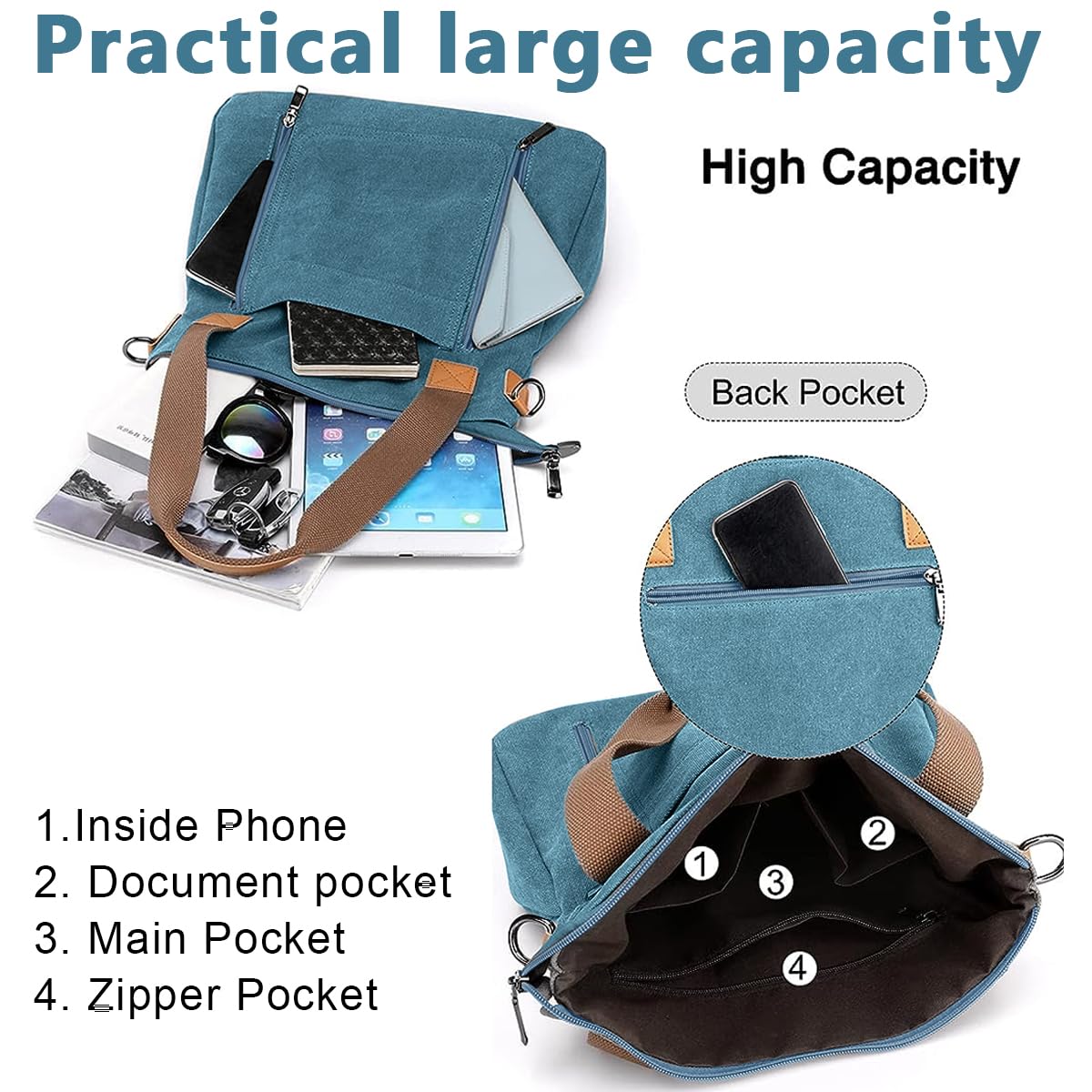 PALAY® Handbags for Women Canvas Tote Bag