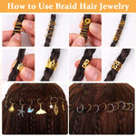 PALAY Hair Jewelry for Braids featuring 292pcs Metal Rings and Charms in Gold and Silver Styles