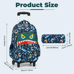 PALAY Dinosaur Trolley School Bag with Wheels