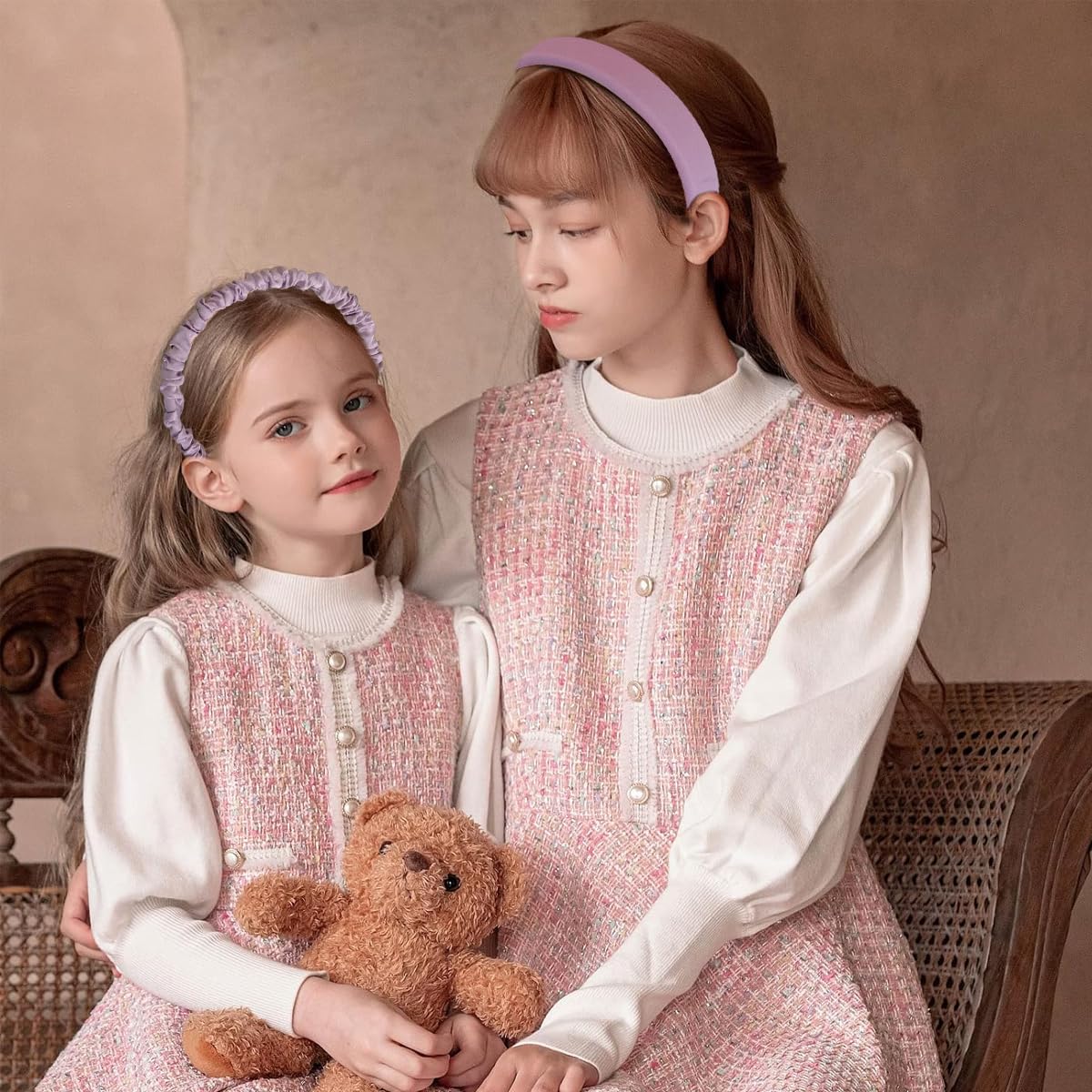 PALAY Headband Set for Women with Floral and Pearl Designs 7pcs | Purple Gift Accessory