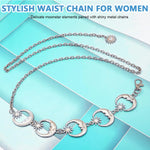 PALAY® Woman Waist Belt Moon Star Metal Chain Belt for Women Stylish Ladies Belly Belt Accessories for Blazer, Suit, Dress, Jeans, Gown (Silver)