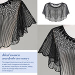 PALAY Lace Shawl for Wedding Dress featuring Sequin Beaded Mesh Fabric | Elegant Black Wrap