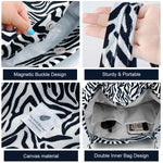 PALAY® Tote Bag Corduroy Fashion Zebra-stripe Print Color Hand Bag for Women Shoulder Bag for Shopping, Commuting, Shopping Bag, Large Grocery Bag