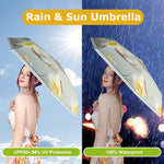 PALAY Women Sun Umbrella UPF 50+ for Travel with 6 Strong Ribs and Black Liner | Floral Foldable Design