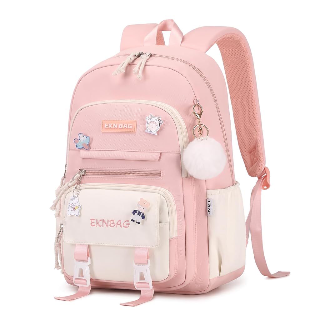 PALAY® School Bag for Girls Kawaii Pink School Book Bag Multi Compartment 15.6 inches Travel Backpack