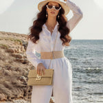 PALAY Crossbody Bag for Women featuring Geometric Metal Clasp and 26.5x14.5x2cm Straw Design | Boho Evening Sling Purse