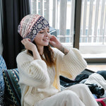 PALAY Hijab Caps for Women featuring Two Openings 27x28cm Stretch Polyester Spandex | Floral Slouchy Beanie for Chemo and Everyday Wear