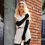 PALAY Arm Warmers for Women featuring 50cm Long Fingerless Design with Thumb Hole Black