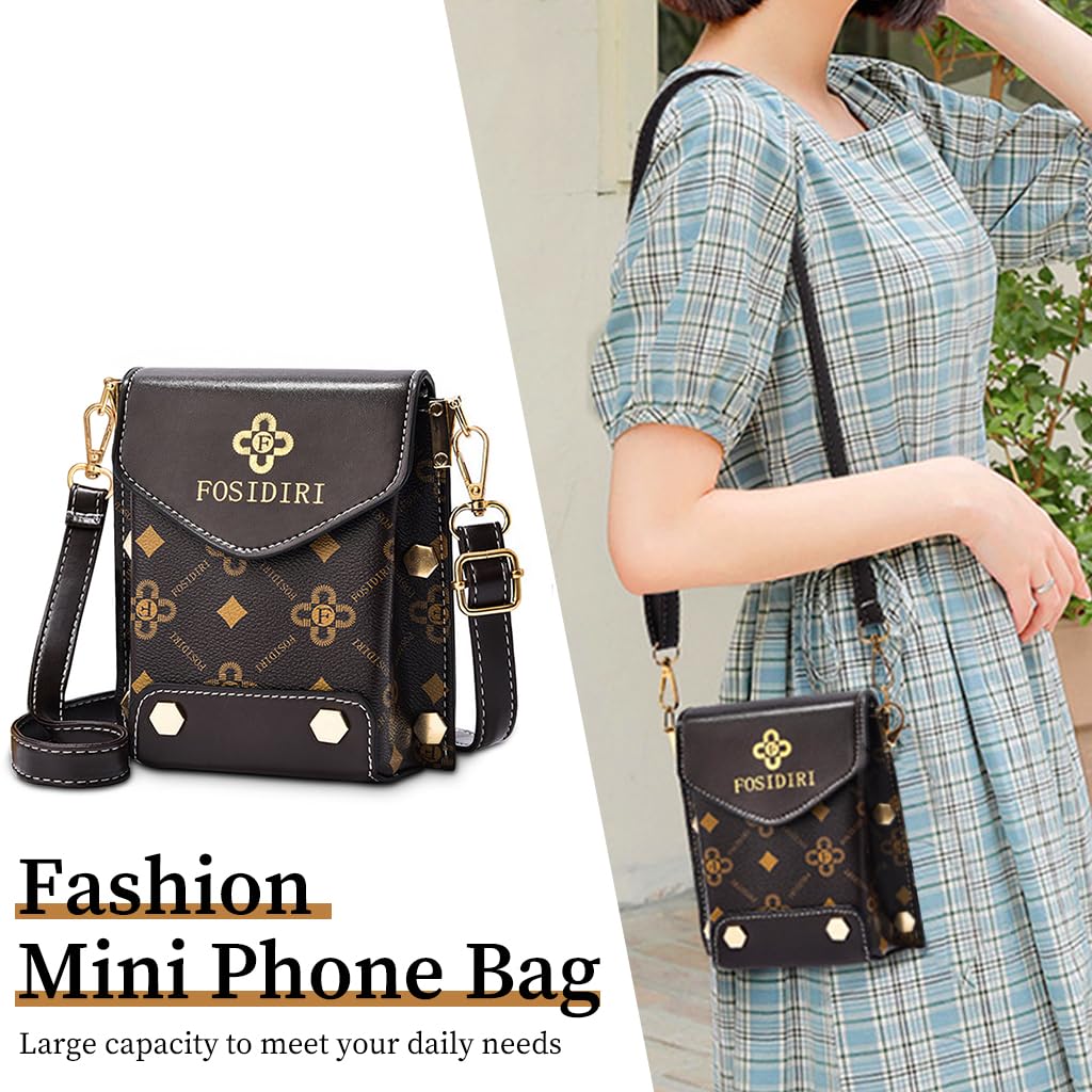 PALAY® Women Small Cross-Body Phone Bag Stylish PU Leather Mobile Cell Phone Pouch Women Purse Wallet Sling Bag with Detachable Strap, Mini Shoulder Bag for Daily Essentials Women (Black)