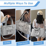 PALAY Traveling Bag for Women with Adjustable Shoulder Strap and 45 x 17 x 26 cm Capacity | Grey Oxford Gym Tote for Fitness and Travel