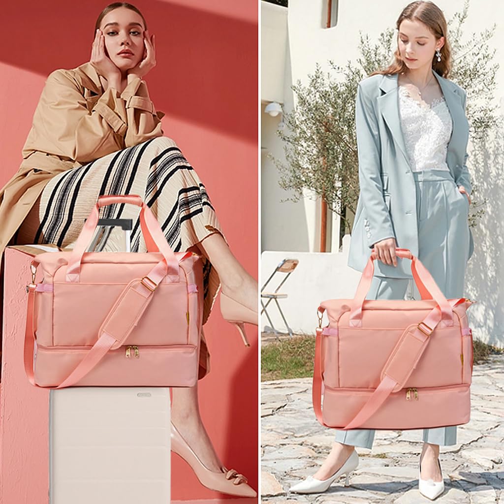 PALAY Travel Duffel Bag for Gym and Weekend Trips with Double Layer 46x21x37cm Design | Waterproof Oxford Cloth with Shoe Compartment