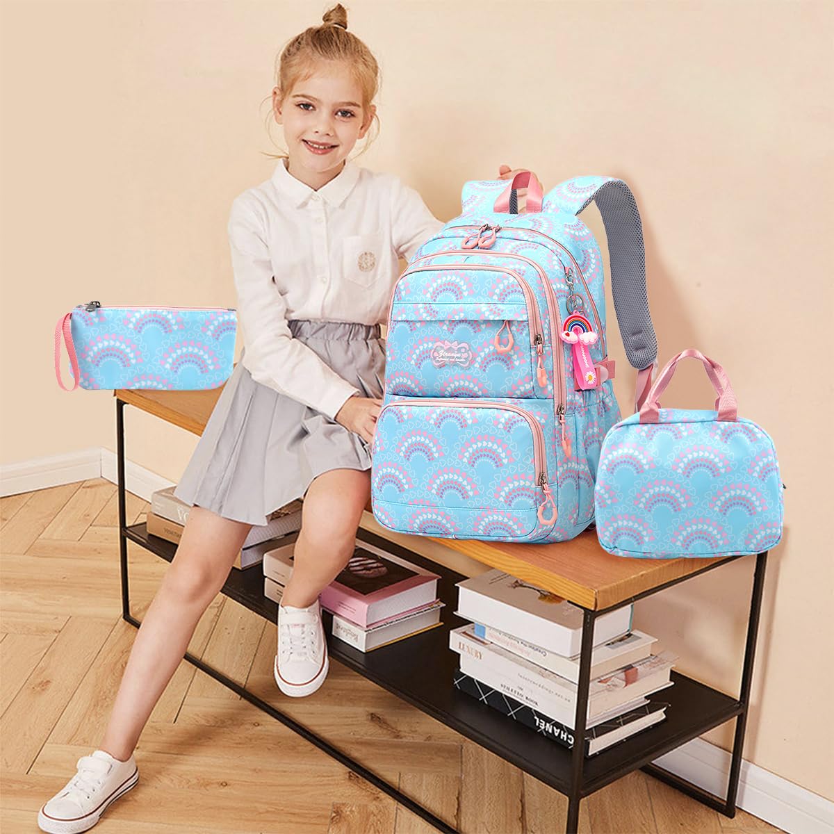 PALAY School Bag for Women featuring Multi Layer Storage and Waterproof Oxford Fabric | Casual Travel Set