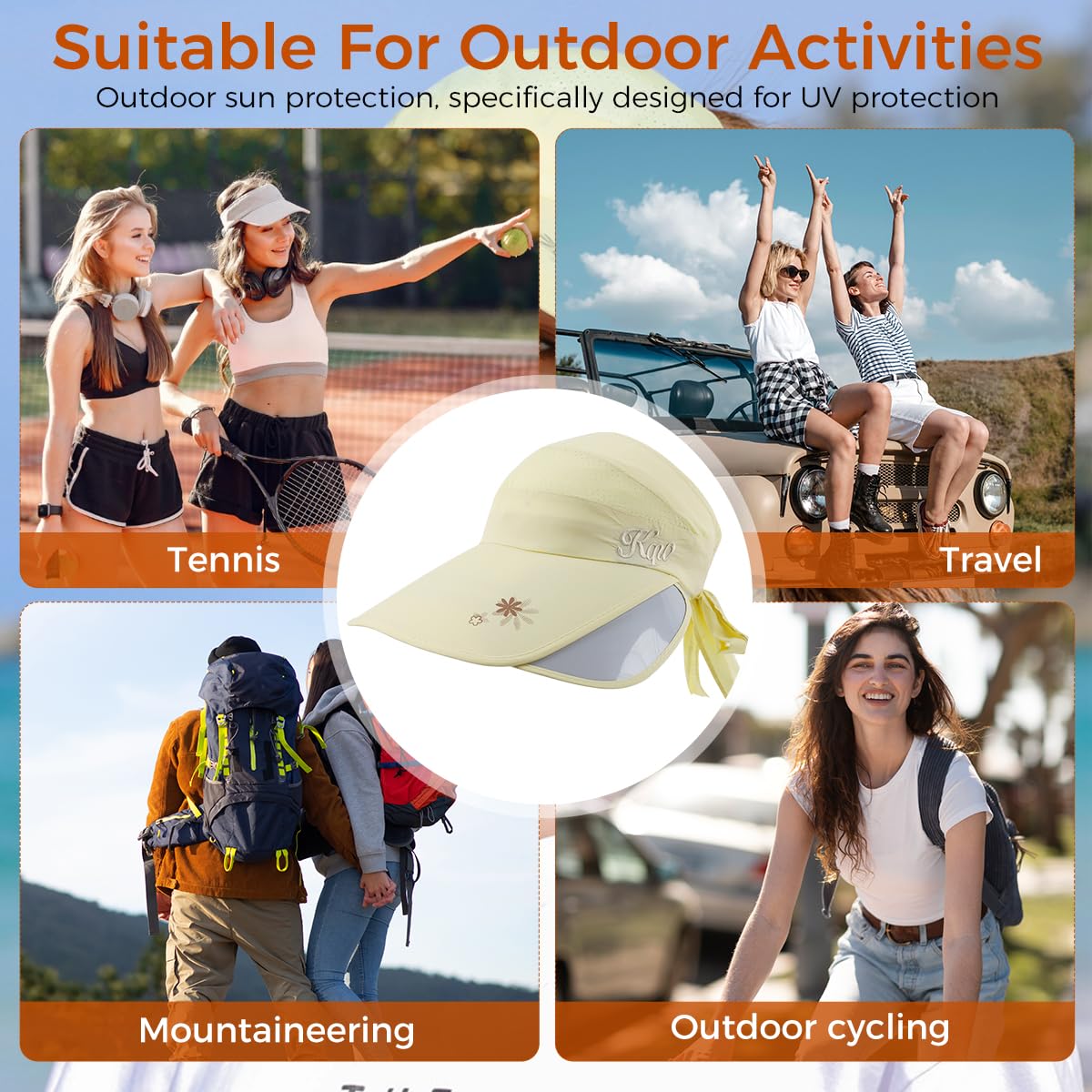 PALAY Women Cotton Sun Hats for Beach and Golf with Wide Brim UV Protection | 2PCS Beige