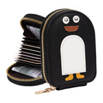 PALAY Travel Card Holder with 8 Slots and Secure Zipper Closure | PU Penguin Print Wallet