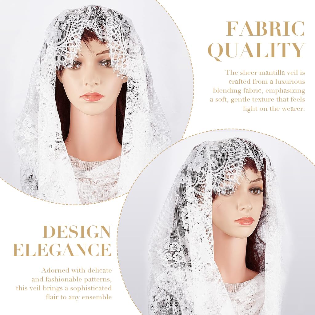 PALAY Spanish Style Lace Mantilla Veil for Women with Embroidery | Traditional Church Head Scarf