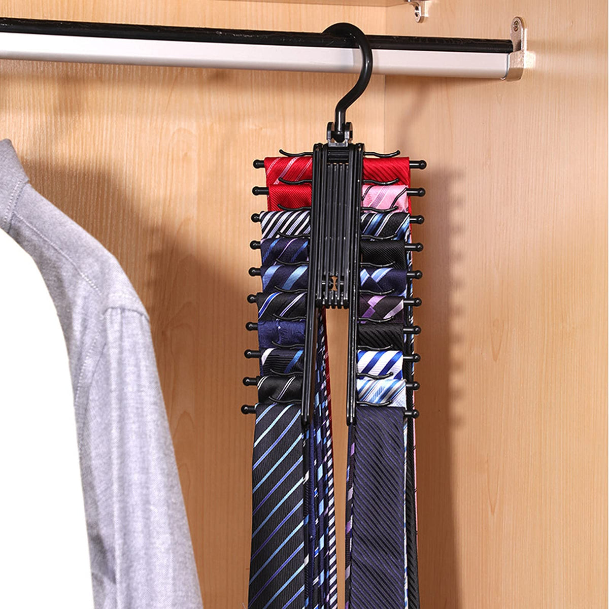 PALAY® Tie Organizer for Closet Wardrobe Neckties Hanger with Anti Slip Clip for 20 Bow,Hanger Wardrobe Organzier for Ties, Bowties, Belts, Scarves with 360 degree Rotatation Design