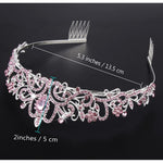 PALAY Didder Silver Tiara Crown for Women with Pink Crystals and Combs | Bridal Prom Birthday Accessory
