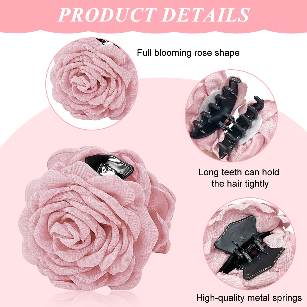 PALAY Rose Hair Claw Clips featuring 3.5 Inch Flower Design in Pink & Red for Women