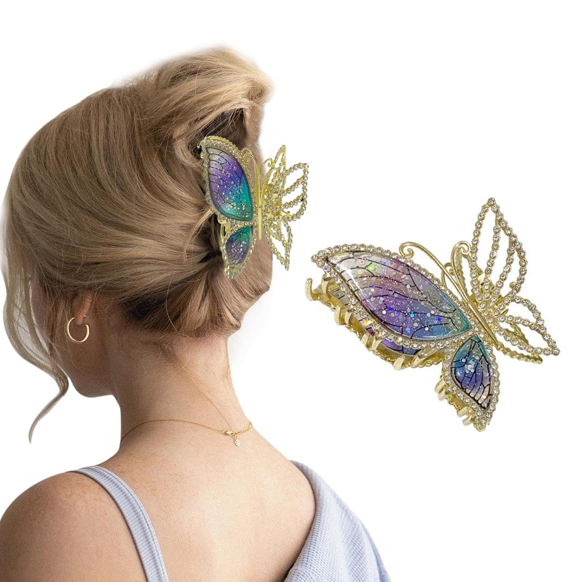 PALAY Butterfly Hair Claw Clips for Women with 3D Metal Enamel Design | Elegant Gift