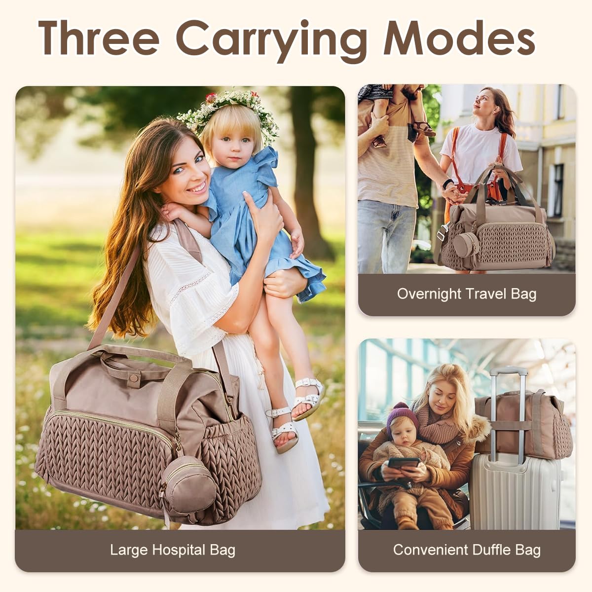 PALAY Diaper Bag for Mothers with Quilted Design and Smart Organization | Water‑Resistant Tote for Travel and Hospital Use