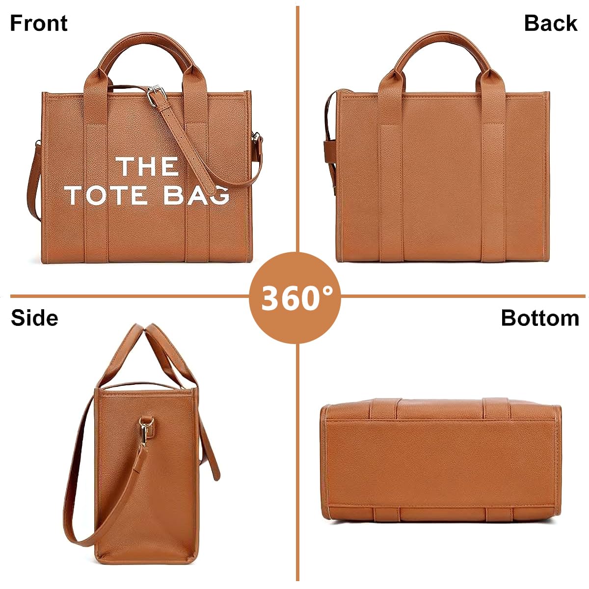 PALAY Tote Bag for Women with Detachable Shoulder Strap 27.5×10.5×22cm PU Leather | Everyday Use