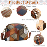 PALAY Women Crossbody Bag for Everyday Outfits with Dual Zipper Compartments and PU Leather | 7.4x2.7x5.5 in Retro Colorblock Style