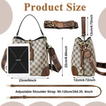 PALAY Bucket Bag for Women with Detachable Shoulder Strap and Belt Closure | 23x12x22 cm PU Fashion Check Pattern