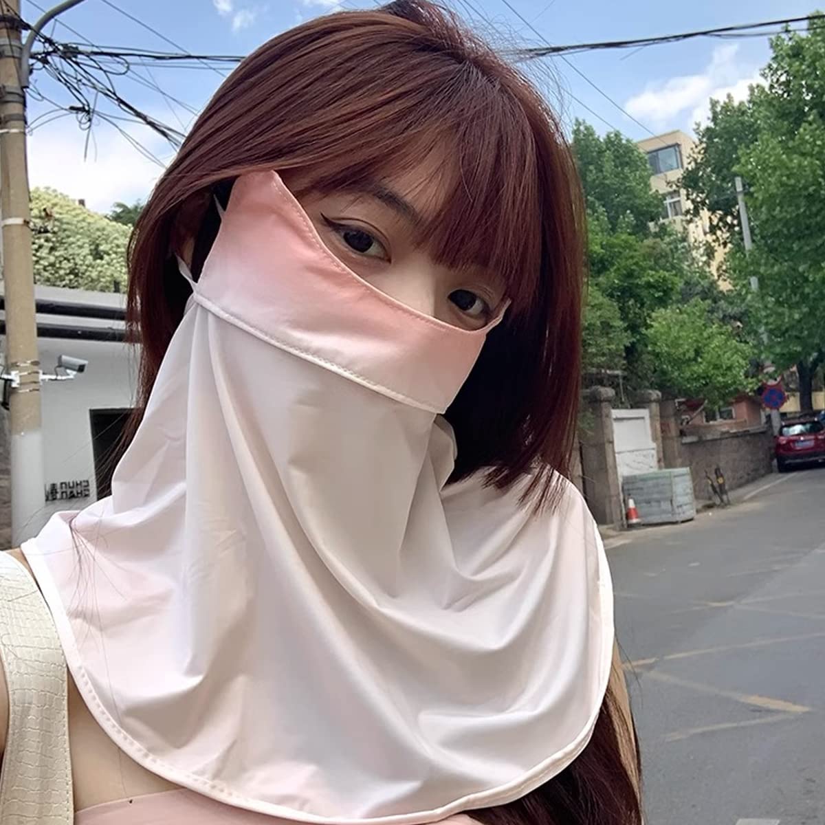 PALAY Cooling Face Mask and Arm Sleeves Set for Women with UPF 50+ Breathable Fabric