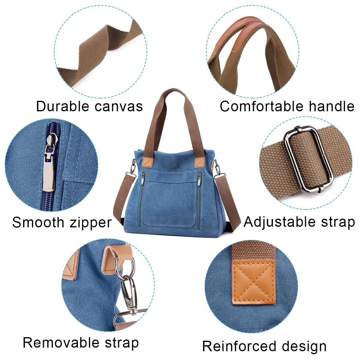 PALAY Handbags for Women with 35×12×32 cm Large Capacity and Detachable Shoulder Strap | Canvas Tote Bag for Daily Use