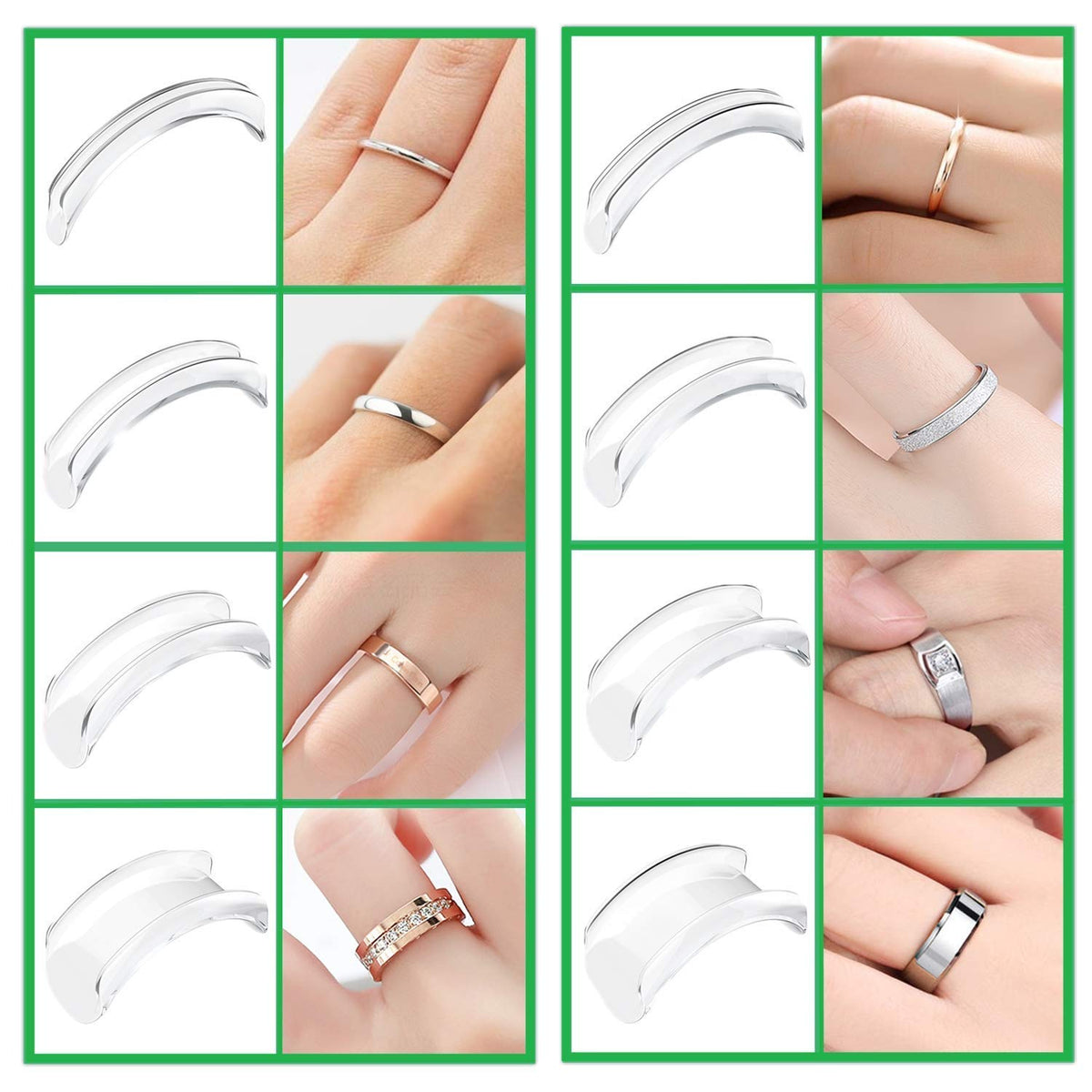 PALAY Invisible Ring Size Adjuster for Loose Rings with 8 Sizes and Soft Silicone Fit | Unisex