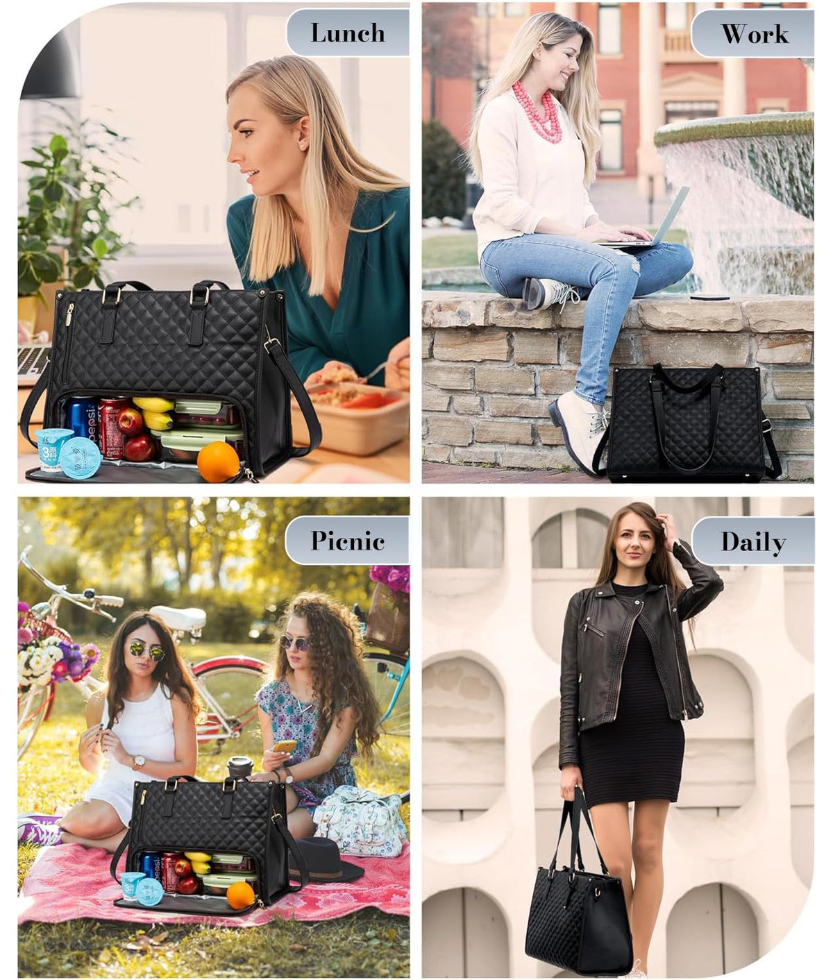 PALAY Tote Bag for Women with 48×32×18cm Size and Insulated Lunch Compartment | Shoulder and Hand Carry for Work or Travel