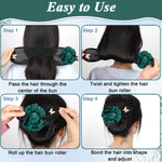 PALAY® Hair Buns for Women Floral Magic Bun Maker for Hair Bun Accessories Pearl French Hair Bun Clips Elegant Hairstyle Twist Juda Hair Accessories for Women, Girls - Green