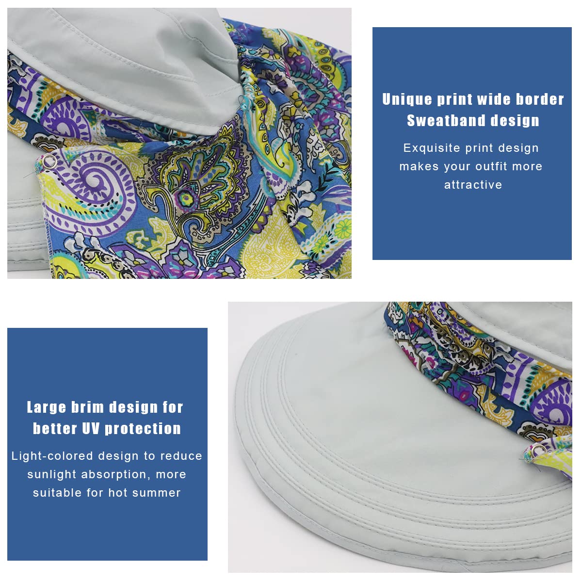 PALAY® UPF 50+ Sun Hats for Women Men Summer Grey