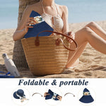 PALAY Straw Hat for Women with Wide Brim for Sun Protection and Floral Ribbon | Blue Summer Beach Hat