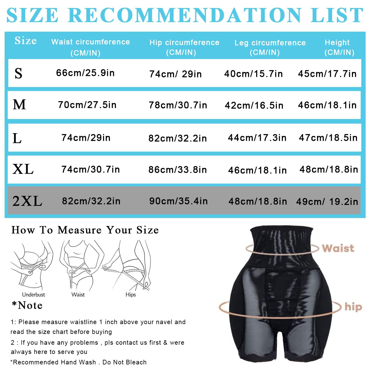 PALAY Hip Pads for Women Shapewear with 2 Insert Pads featuring Dacron Fabric | XXL