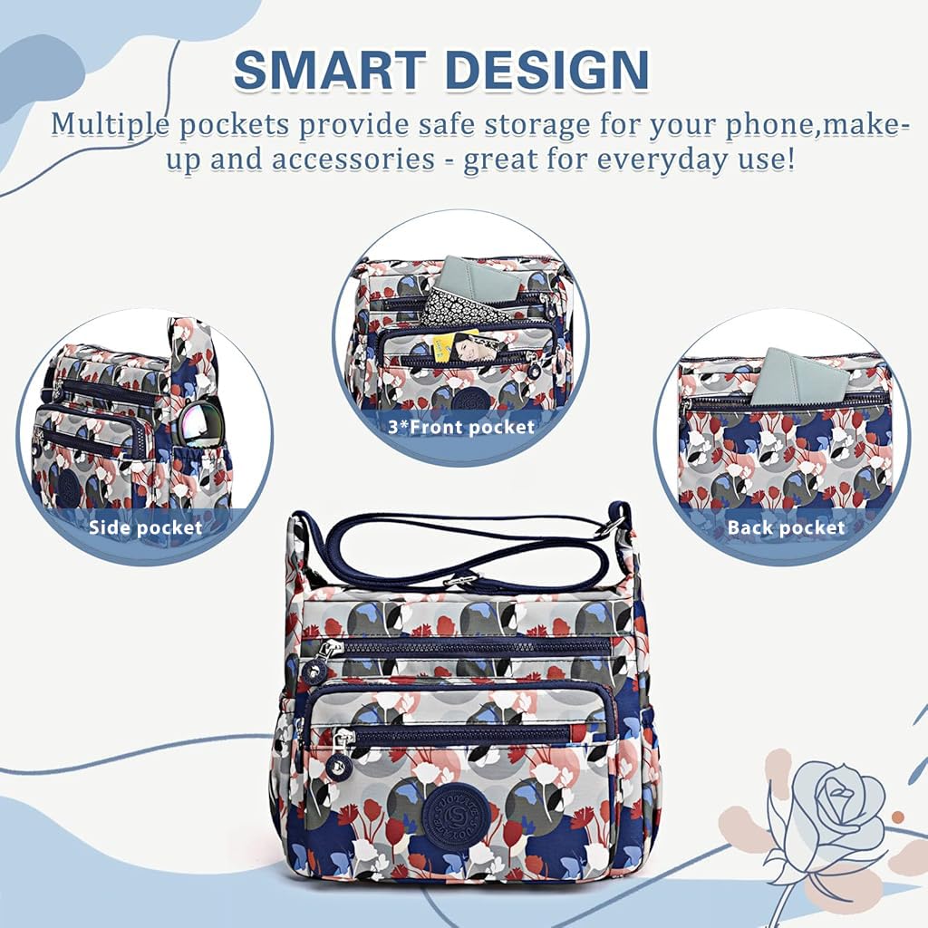 PALAY Women Crossbody Bag for Everyday Use with Multi Layer Compartments and Waterproof Nylon